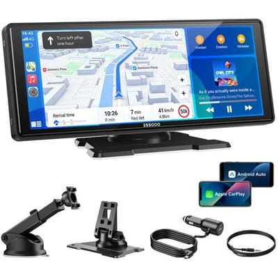【Sommer-Sonderangebot】 ESSGOO 10,26 Zoll Tragbarer HD-CarPlay-Bildschirm, Drahtloses CarPlay & Android Auto & Mirror Link, OTA-Updates,