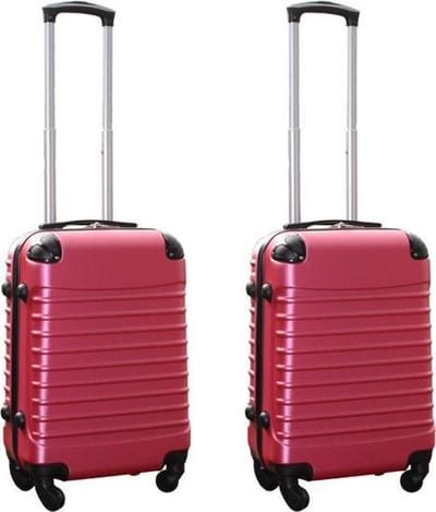Travelerz kofferset 2 delige ABS handbagage koffers - met cijferslot - 39 liter - roze