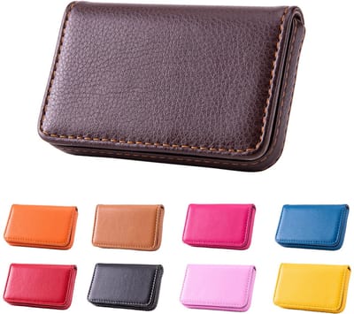SnelShoppen - Business Card Holder PU Leer - Professionele Visitekaart Houder voor Mannen en Vrouwen met Magneetsluiting - Koffiekleur - Geschikt voor
