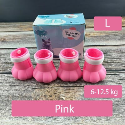 Protecteur d'ongles de chat Bain Alimentation Chaussures de bain Couvre-pied Anti-griffures pour chats Toilettage d'animaux de compagnie Silicone Patte Ongle Couverture Bottes Large rose