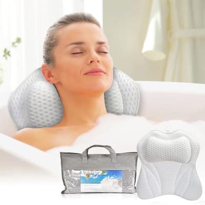 Ergonomisch Luxe Badkussen met Zuignappen voor Hoofd, Nek, Schouder en Rugsteun