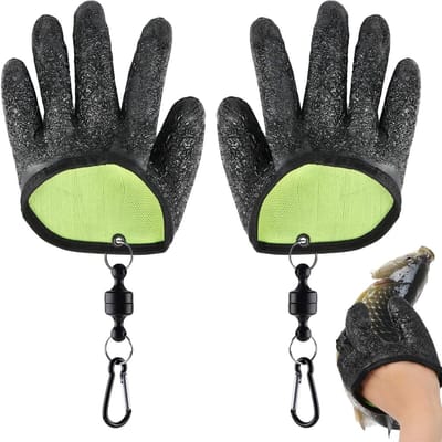 Vishandschoenen voor Snoek, Zander en Meerval - Waterdicht, Bijtbestendig en Antislip met 2 Magnetische Haken voor Predatory Fishing