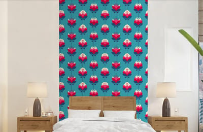 Behang - Fotobehang Patronen - Retro - Bloemen - Lelie - Breedte 150 cm x hoogte 240 cm