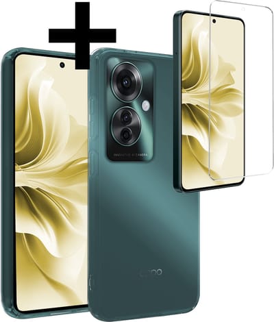 Hoesje - Met Screenprotector - Geschikt voor OPPO Reno 11F - Sterk & Shockproof - Back Cover - Siliconen Case - Telefoon Hoes - Telefoonhoesjes - Transparant