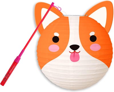 Lampion - Sint Maarten - Lampionstokje - Met Lichtje - Dieren - Treklampion - Papier - Kind - Wit - Versiering - 1 Stuk