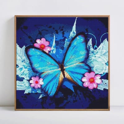 Diamant schilderij volledige ronde dier vlinder strass foto borduurwerk verkoop diamant 30x30 blue