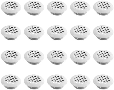 Dailygoody - Ventilatierooster - Roestvrij staal - Corrosiebestendig - Wit - Luchtrooster - Voor kasten en schoenenkasten - 25 mm