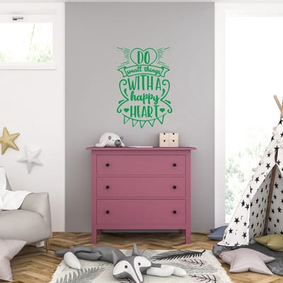 Muursticker - Do Small Things With A Happy Heart - 58 x 83 - Groen