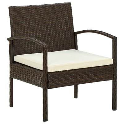 vidaXL - Tuinstoel - met - kussen - poly - rattan - bruin