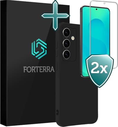 Hoesje Met 2x Screenprotector - Geschikt voor Samsung Galaxy S25 FE - Sterk & Shockproof - Telefoon Hoes - Back Cover - Siliconen Case - Zwart