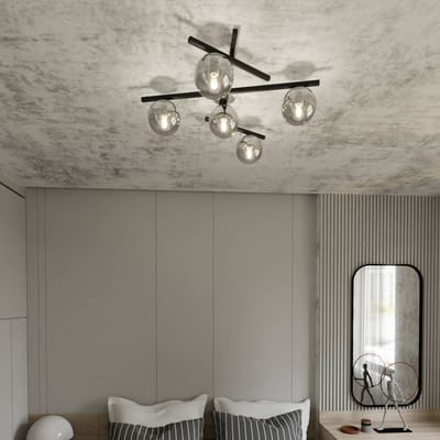 Emibig Plafondlamp met 5 gerookte bollen E14 - Perfect voor sfeervolle verlichting