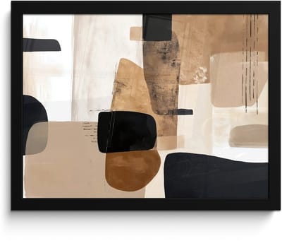 Poster in lijst - Fotolijst 40x30 cm - Posters - Vlakken - Abstract - Zwart - Strepen - Posterlijst zwart - Decoratie - Wanddecoratie woonkamer - Muurdecoratie slaapkamer