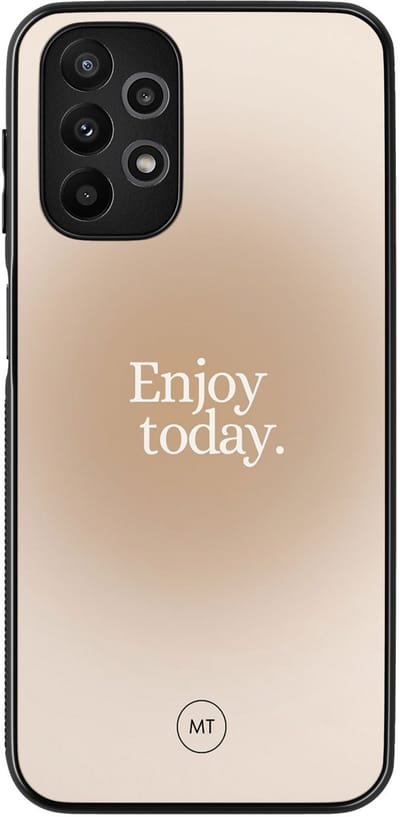 Hoesje geschikt voor Samsung Galaxy A13 4G - Enjoy today - TPU Hard Case Backcover - Beige, Groen - Mooie Telefoonhoesjes