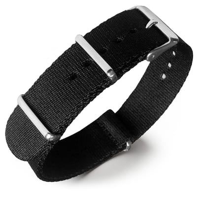 Seatbelt NATO Horlogeband Deluxe Nylon Strap Zwart 18mm
