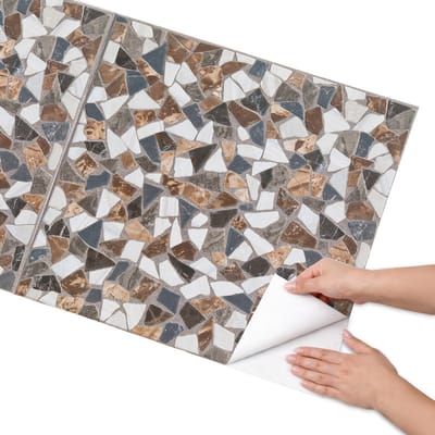 Coloray Meubel Wrap Folie - Bruin Meubelfolie - 65x130 cm - Meubel Wrap Folie Mozaïek van steen - Plakfolie Meubels - Modern Meubelfolie - Decoratiefolie Zelfklevend - Slaapkamer decoratie - Achtergronden en patronen