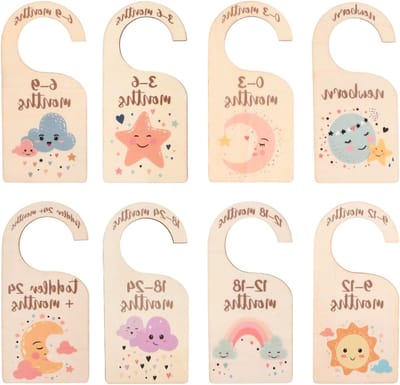 Set van 8 maatseparators voor babykasten, dubbelezijdig bedrukte houten scheidingswanden, ideaal voor newborns tot 24 maanden, 7,5 x 16 cm, opbergoplossing en organisatie hulpmiddel