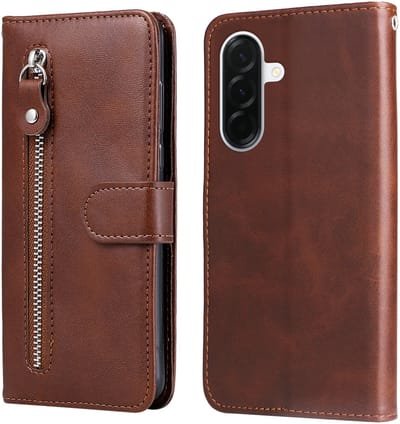 bruin wallet book-case rits hoesje - Telefoonhoesje geschikt voor Samsung Galaxy A37 5G / A36 5G