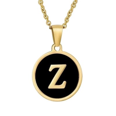 Aramat Jewels | Halskettingen | Stalen letter Ketting in goudkleur met zwart | Z | |1,5mm | Staal | Volwassenen | Verkleurd niet