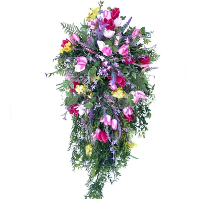 Kunstmatige bloemenkrans Krans met seringen, hyacinten, hortensia's, lente, zomer, bloemen, groen