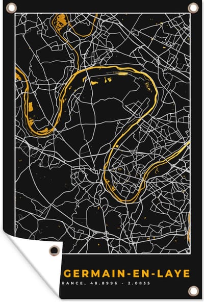 Muurdecoratie Kaart - Plattegrond - Frankrijk - Saint-Germain-en-Laye - Stadskaart - 120x180 cm - Tuinposter - Tuindoek