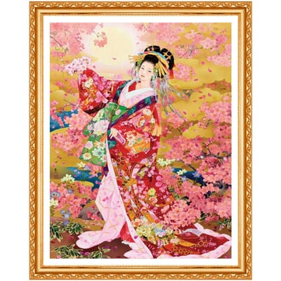 5D DIY Diamant Schilderij Japans Meisje Kabuki 3d Diamant Borduren, Kruissteek Sticker Home Decor 20X30CM white
