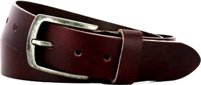 Leren Heren/Dames Riem | 4cm breed | Riemmaat: 85cm (totale lengte: 100cm) | 100% echt leer | Kleur: bordeaux rood | Nikkelvrije gesp