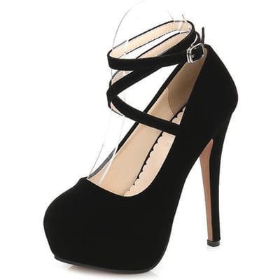 Dames 14cm Hoge Hakken 4cm Plateau Scarpin Valentijn Hakken Pumps Dames Extreme Hakken Flock Plus Size Gladiator Strappy Schoenen 40 zwart