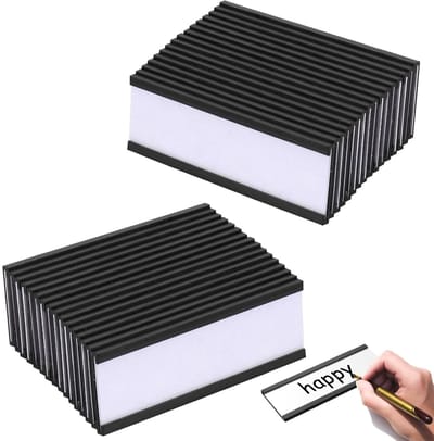 Dailygoods- Labelhouders 30 Stuks - Magnetisch - Zelfklevend - 7.5x2.5 cm - Beschermfolie - Voor Kantoor/Opberging - Magnetische Etiketten
