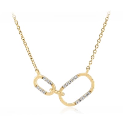 Cavill - Vergulde 925 Sterling Zilver Halsketting - 16 Ronde Tanzanische Zirkonia - Elegante Damesketting voor Speciale Gelegenheden