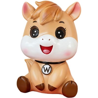 Anti-val Paardenjaar Spaarvarken Spaarkas Decoratief Cartoon Paard Geldkisten Grote Capaciteit Model Paard Spaarvarken Ornament beige
