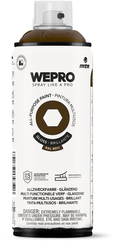 Spuitbus Ral 8011 Bruin Glans MTN WEPRO ALL-PURPOSE PAINT 400ML