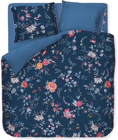 Pip Studio Flower Festival dekbedovertrek - Lits-Jumeaux XL - 260x200/220 - Donker Blauw