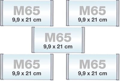 5 pack M65/Bewegwijzeringsborden met Klikprofiel /formaat 9,9x21 cm/wegwijs bordjes/aluminium deurbordjes/naambordje kantoor/route bordje/aanwijs bordje/zelfklevend/verwijs bord/ informatie bord.