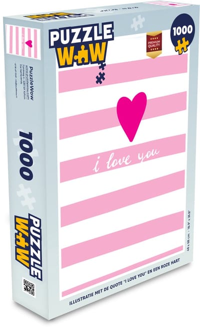 Puzzel Illustratie met de quote "I love you" en een roze hart - Legpuzzel - Puzzel 1000 stukjes volwassenen