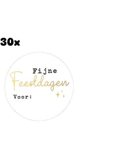 30x Stickers Fijne feestdagen voor : ...... - kerst - inpakken - xmas - feest - christmas - kerstcadeau - kerstmis - naamsticker - kerstcadeau - leuk verpakken - naam