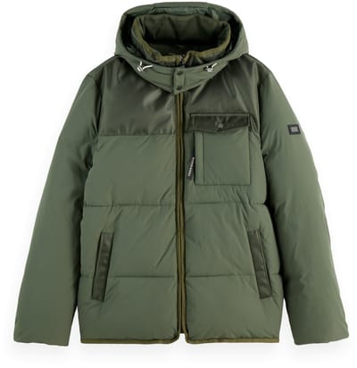 Scotch & Soda Hooded Puffer Jacket Thyme Maat: S | Winterjassen Outlet | Heren | Groen