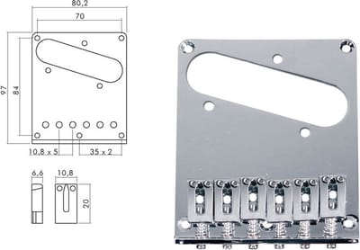 Gitaar brug-staartstuk Boston T-66-C Teaser chroom