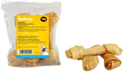 Boomy - Geknoopt Been – Hondensnacks van 100% runderhuid – Natuurlijk kauwbot - Kauwbot hond - Hondenkoekjes - Hondensnoepjes - 15cm - 2 x 3st