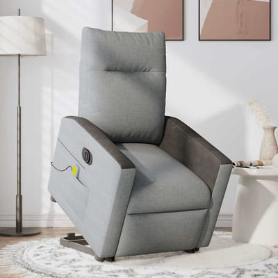 vidaXL - Sta-op-massagestoel - elektrisch - verstelbaar - stof - lichtgrijs