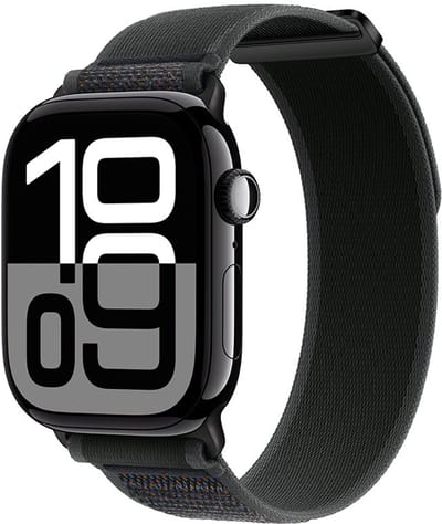 Stravo Trail Loop Nylon Sport bandje - Zachte nylon Smartwatchbandje met klittenbandje - Geschikt voor Apple Watch 42mm (Series 11/10), 41mm (Series 9/8/7), 40mm (Series 6/5/4, SE 3/2/1), 38mm (Series 3/2/1) - Zwart