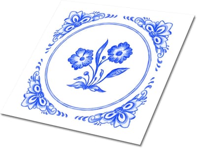 Tulup PVC Tegels - Bloem Azulejos Vinyl Tegels - 30 cm x 30 cm - Blauw Vloer Tegels PVC - 9 stuks - Vinyl Vloer Tegels - Mozaïek Plaktegels - Zelfklevende PVC Tegels - Plaktegels keuken en Badkamer