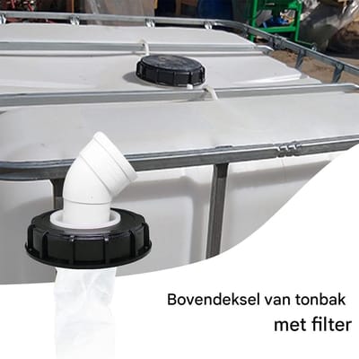 Nylon Regenwaterfilter Wasbaar met Deksel en Boogdeksel -165 mm--voor IBC Tanks DN 150(45°)