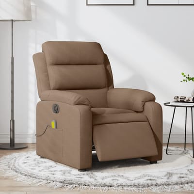 vidaXL - Massagestoel - elektrisch - verstelbaar - stof - bruin