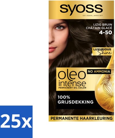 Syoss Oleo Intense - Haarverf - 4-50 - Ijzig Bruin - 115ml x 25