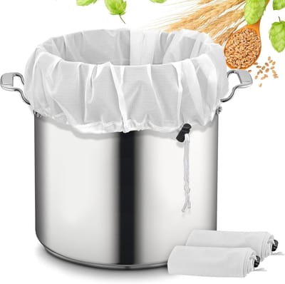 REWYTAZ-passeerdoek-brouwzakken - 2-pack extra grote herbruikbare filterzakken - 32" x 24" - Fijnmazige filterzakken met verstelbaar trekkoord - Wit