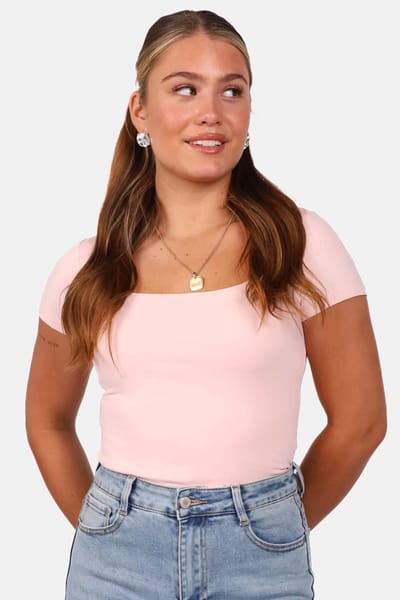 Getdrezzed Body - Maat: L - T shirt met vierkante hals lichtroze