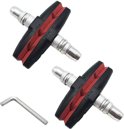 Dailygoods - Fietsremblokken - V-remblokken - Hoogwaardige remkracht - Rood - Rubber en aluminium - Duurzaam en betrouwbaar - Geschikt voor mountainbi