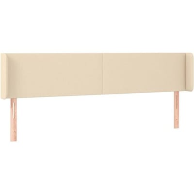 vidaXL - Hoofdbord - met - randen - 163x16x78/88 - cm - stof - crèmekleurig