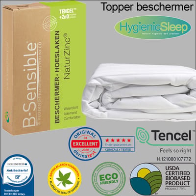 B-Sensible Topper 2 in 1 Hoeslaken + Matrasbeschermer - Litsjumeaux - 180x200 cm - Wit