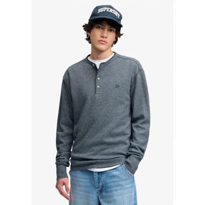 Superdry - Mini Slub Waffle Grandad Top Met Lange Mouwen - Heren - Tops